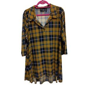 Attitudes By Renee Lagenlook Artsy Tunic Top Womens Size 1X Plaid 3/4 Sleeve